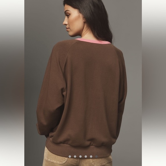 NWT new Anthropologie letluv heart lightweight sweatshirt XS brown pink - Picture 6 of 16